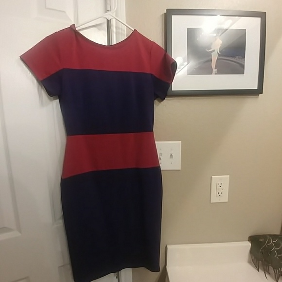 Homeyee Dresses & Skirts - Navy and Marroon Color Block Dress